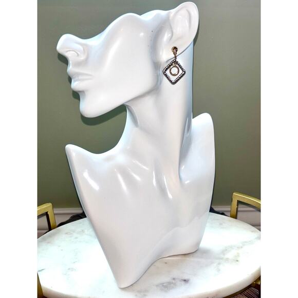 Unbranded Jewelry - Textured Silver and Gold Tone   Square Circle Dangle Drop Earrings